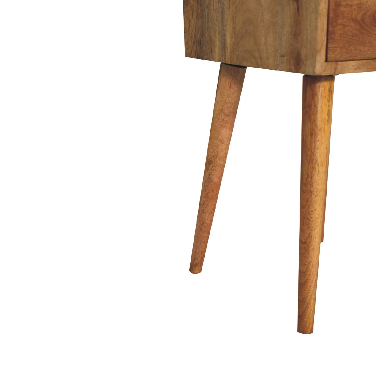 Mini 2-Drawer Solid Mango Wood Nightstand - Oak-ish Finish