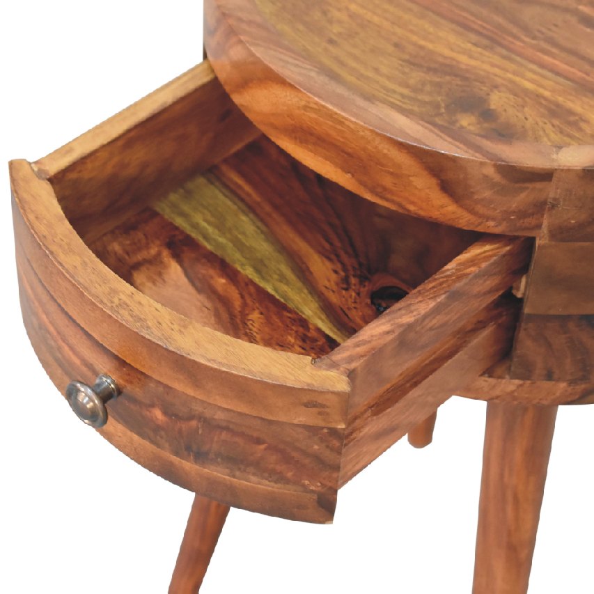 Alina Honey Nightstand - Solid Sheesham Wood Mini Bedside Table