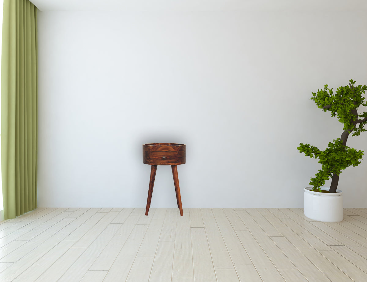 Alina Honey Nightstand - Solid Sheesham Wood Mini Bedside Table