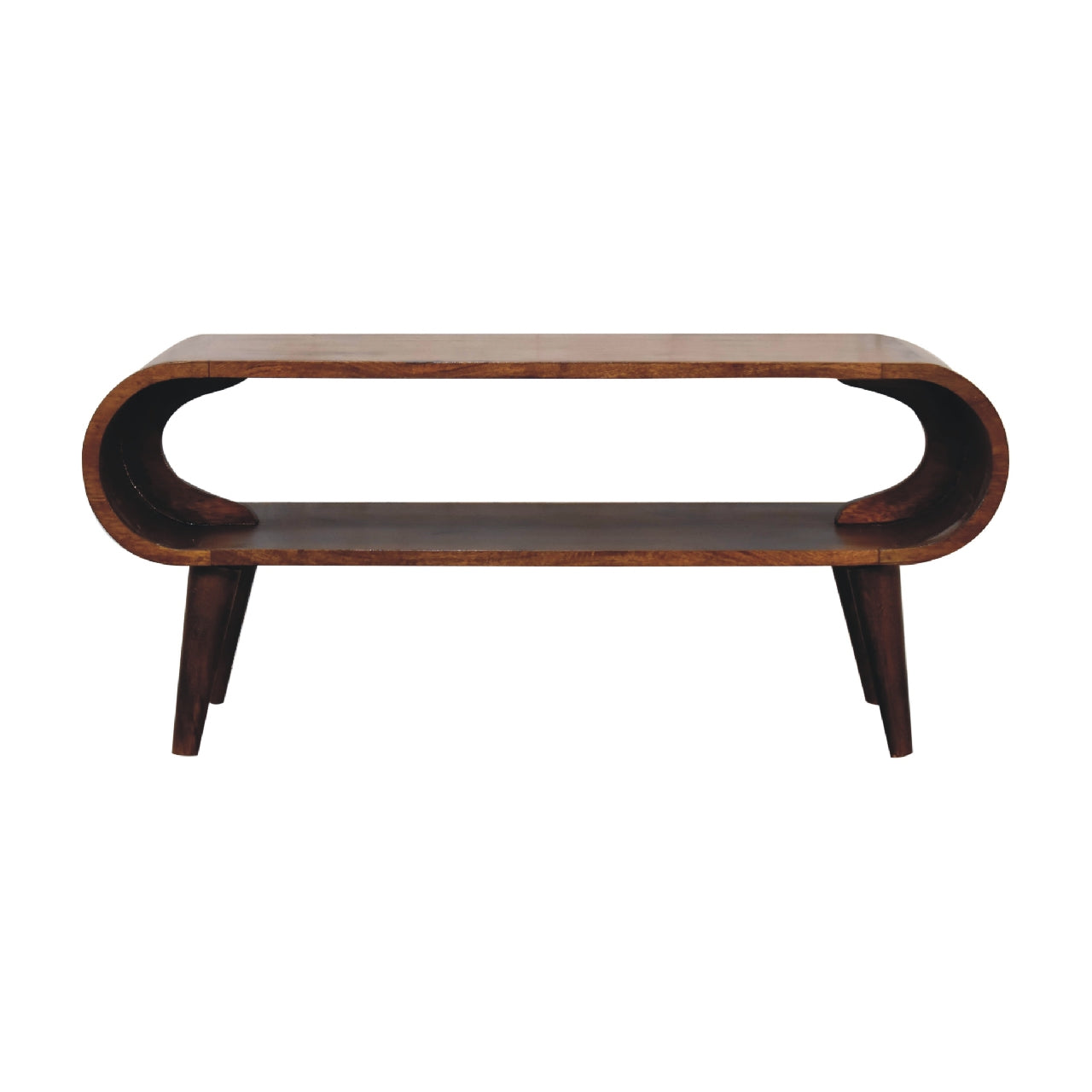 Amaya Nordic Solid Mango Wood Media Unit - Chestnut Finish
