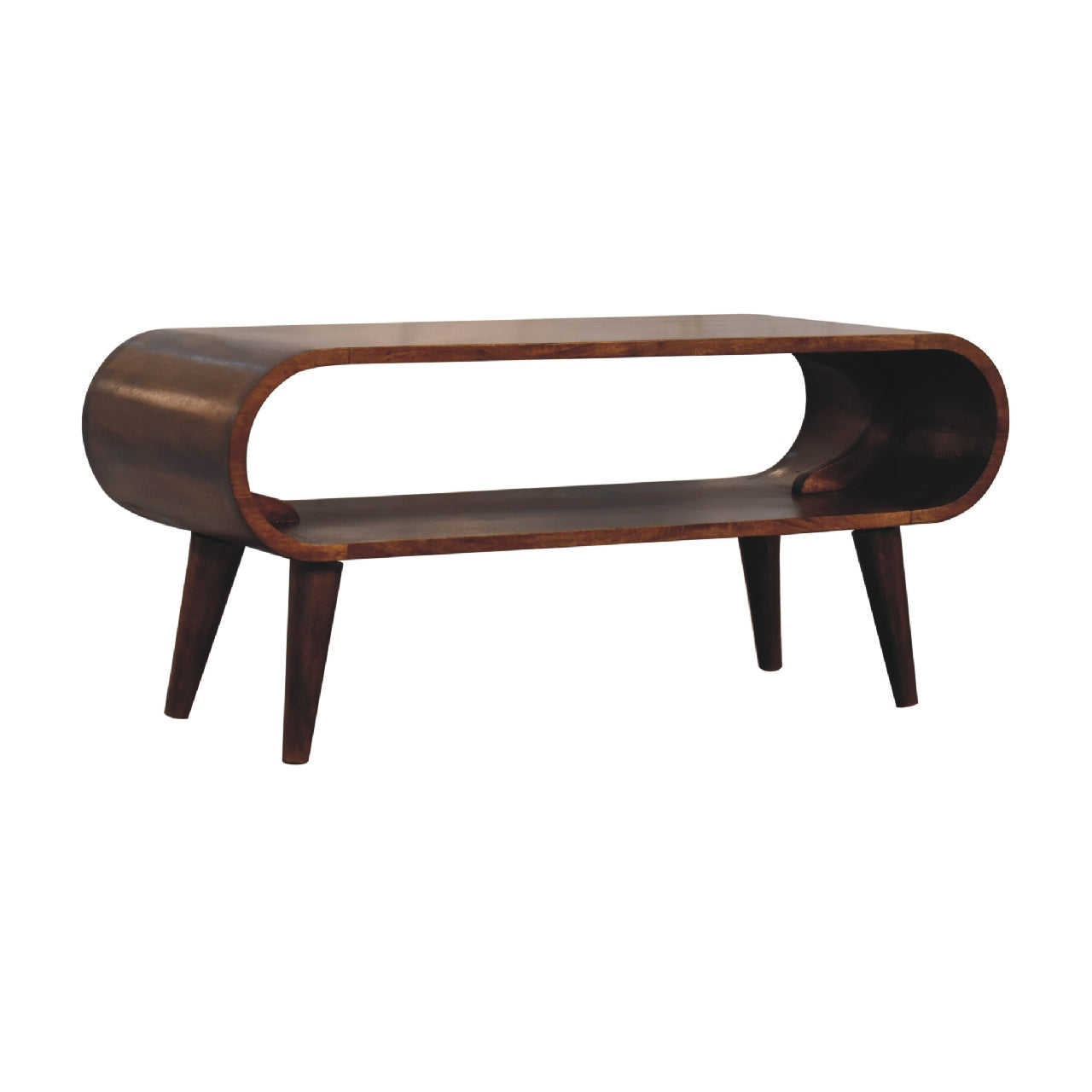 Amaya Nordic Solid Mango Wood Media Unit - Chestnut Finish