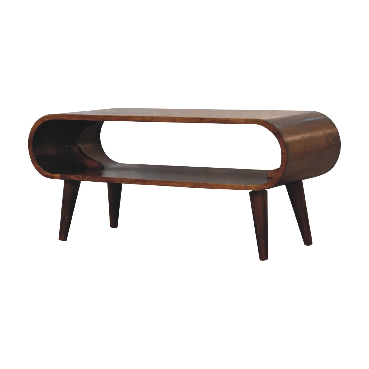 Amaya Nordic Solid Mango Wood Media Unit - Chestnut Finish