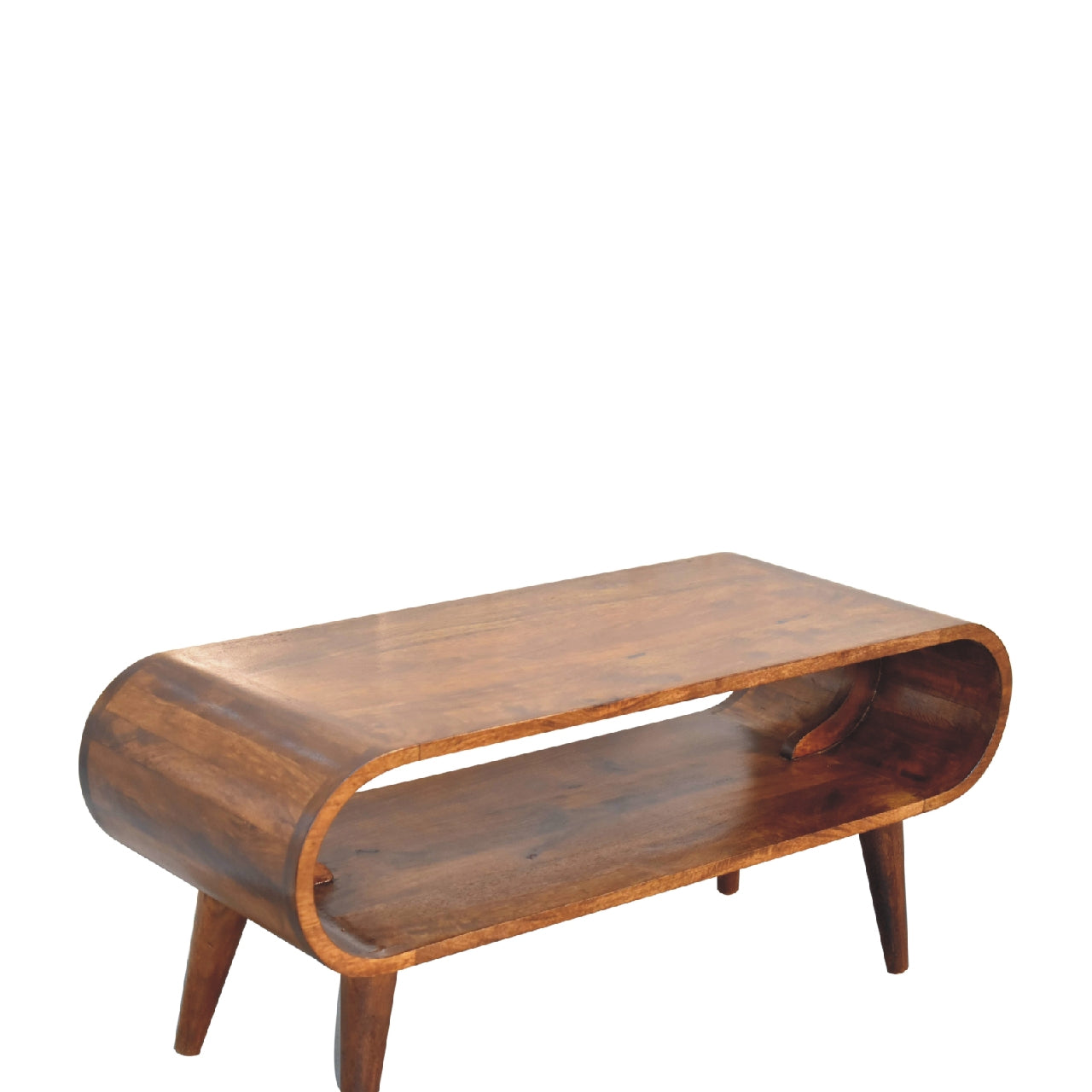 Amaya Nordic Solid Mango Wood Media Unit - Chestnut Finish
