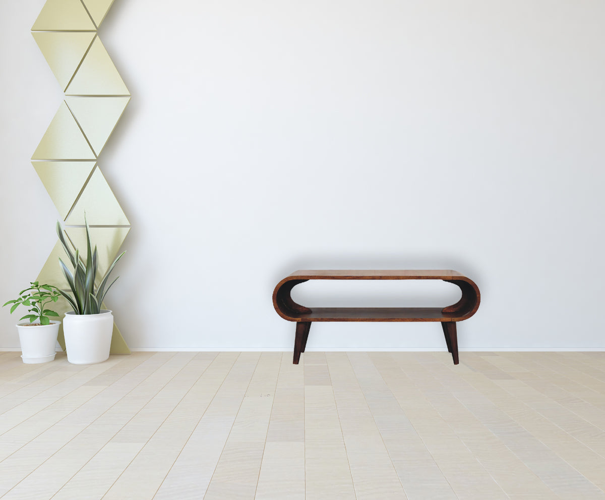 Amaya Nordic Solid Mango Wood Media Unit - Chestnut Finish