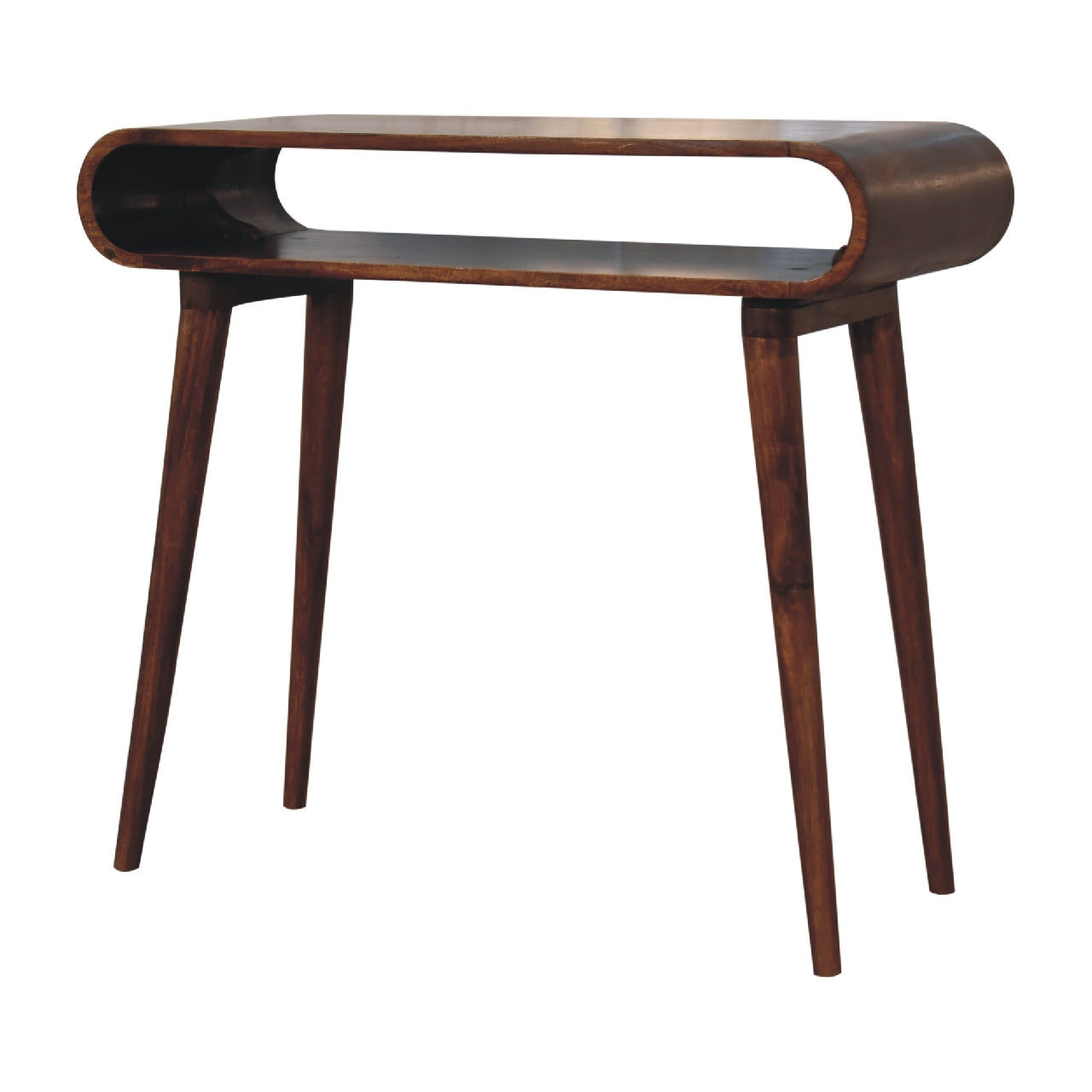 Amaya Nordic Style Console Table - Solid Mango Wood Chestnut finish