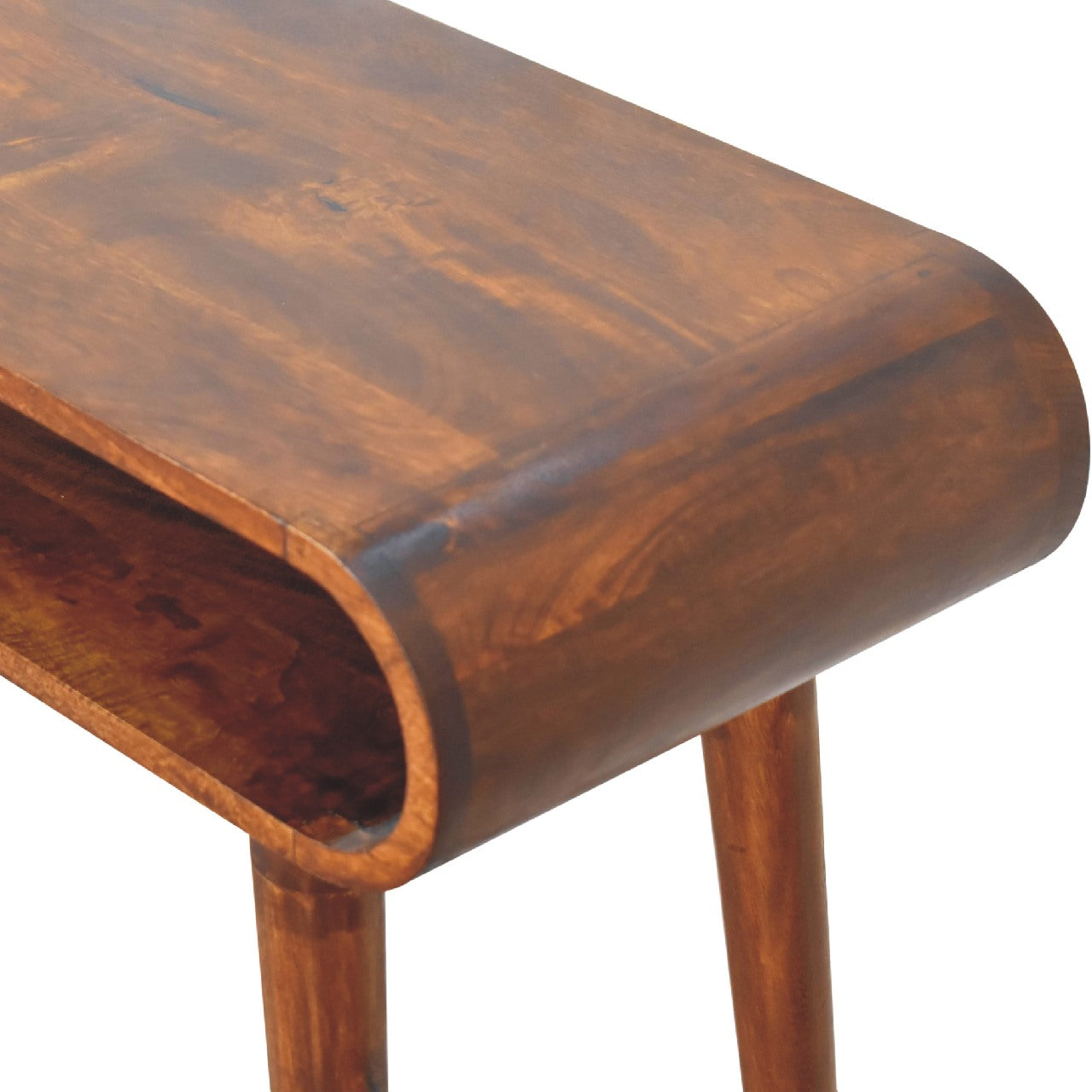 Amaya Nordic Style Console Table - Solid Mango Wood Chestnut finish
