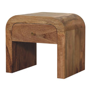 Darcy Round Mango Wood Nightstand - 1 Drawer with Brass Knob