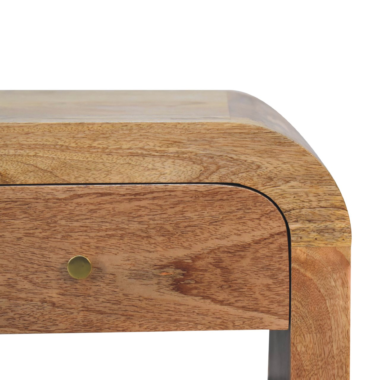 Darcy Round Mango Wood Nightstand - 1 Drawer with Brass Knob