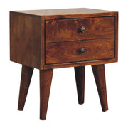 Mini Chestnut Nightstand - Solid Mango Wood 2 Drawers