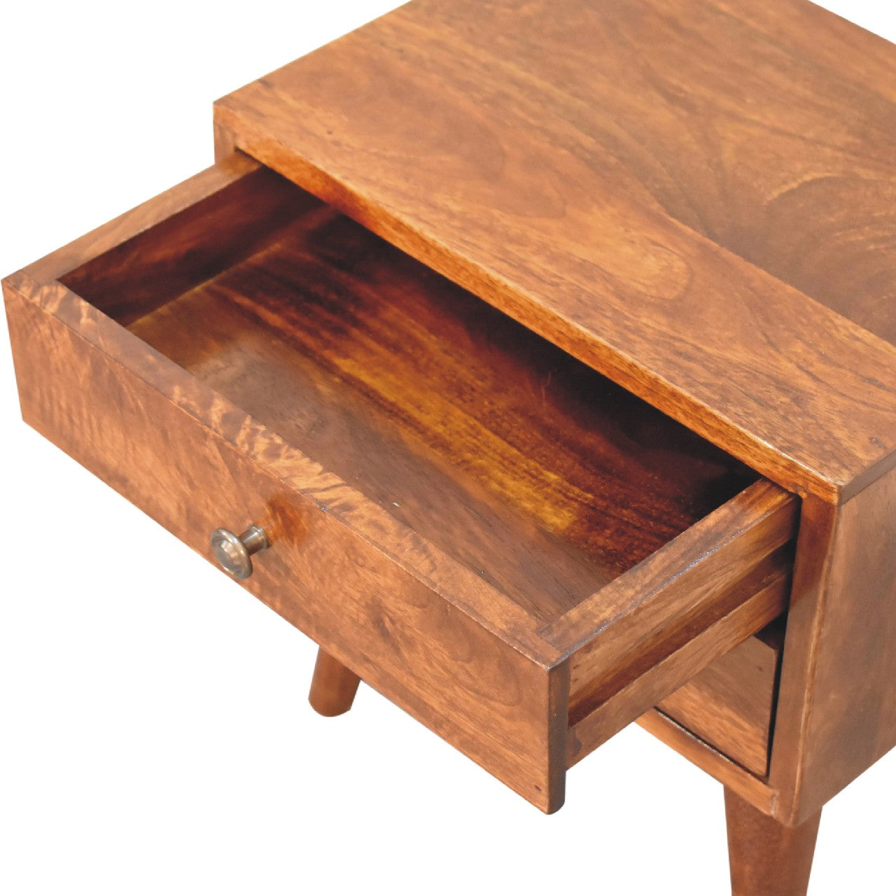 Mini Chestnut Nightstand - Solid Mango Wood 2 Drawers