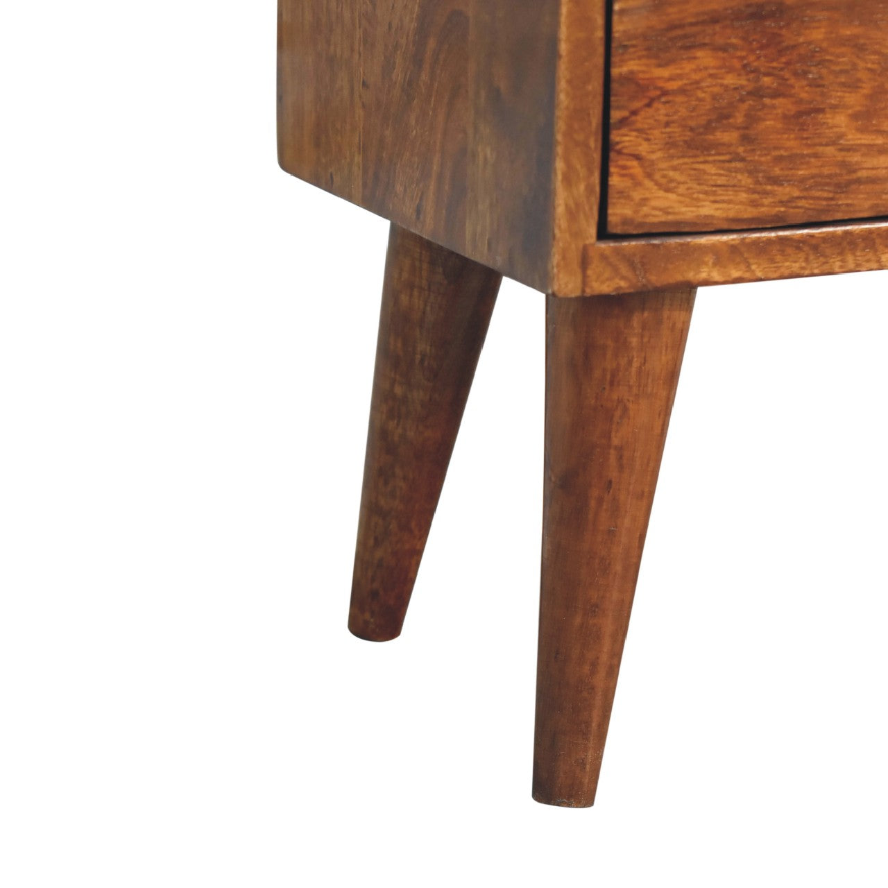 Mini Chestnut Nightstand - Solid Mango Wood 2 Drawers