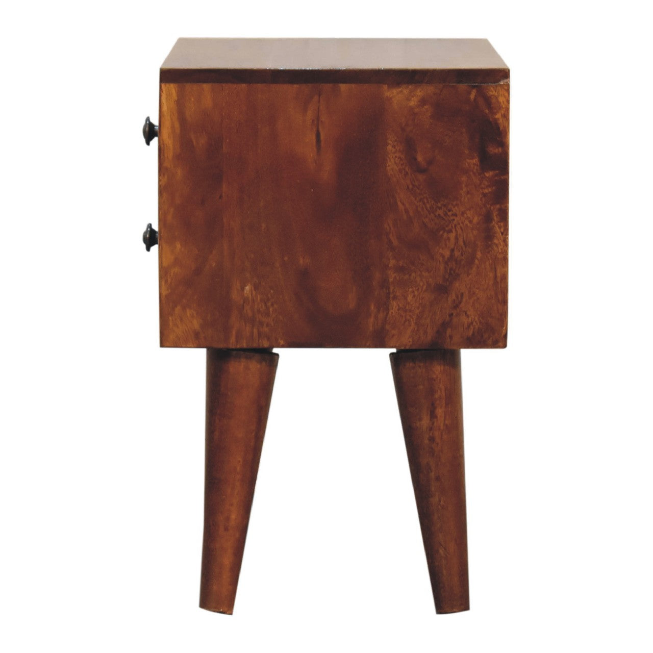 Mini Chestnut Nightstand - Solid Mango Wood 2 Drawers