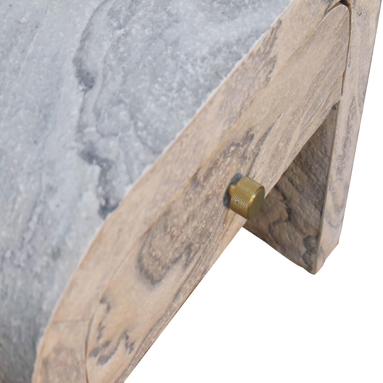 Nouveau Nightstand - Solid Mango Wood with Marble Effect Stone Veneer
