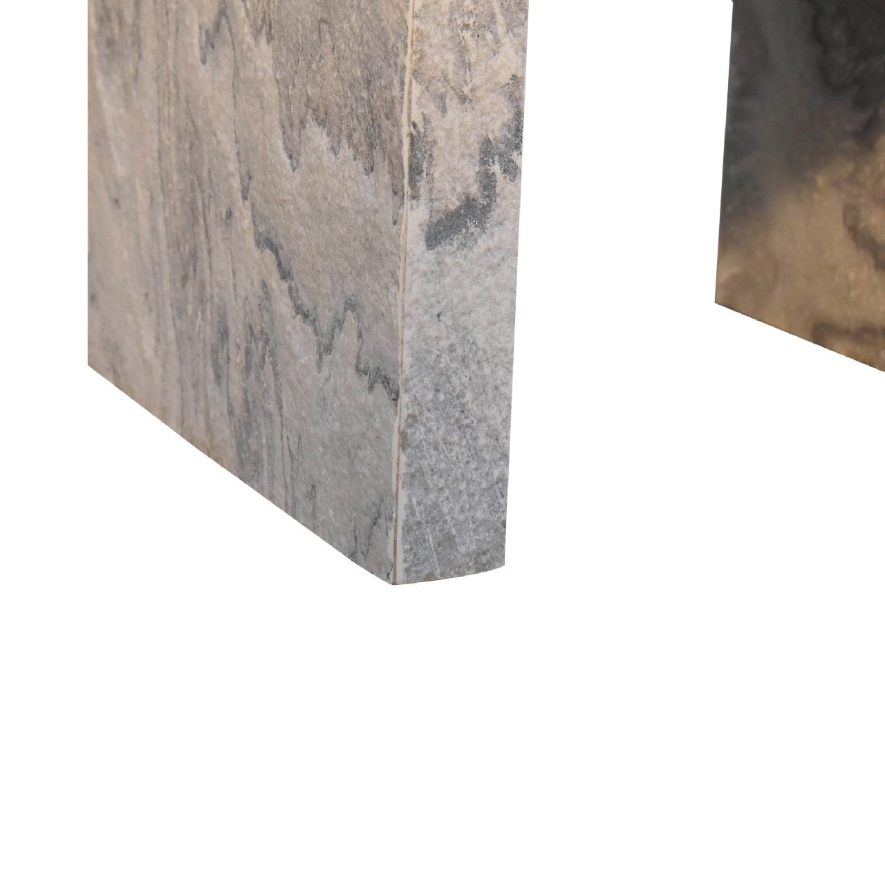 Nouveau Nightstand - Solid Mango Wood with Marble Effect Stone Veneer