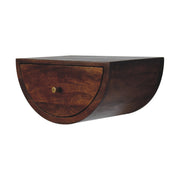 Chestnut Crescent Floating Nightstand - Solid Mango Wood 1 Drawer