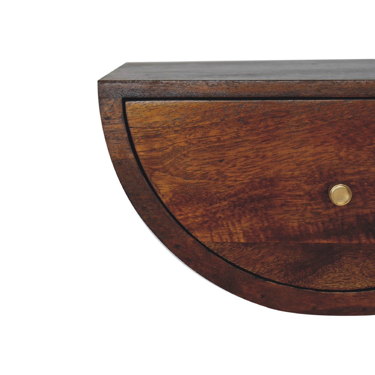 Chestnut Crescent Floating Nightstand - Solid Mango Wood 1 Drawer