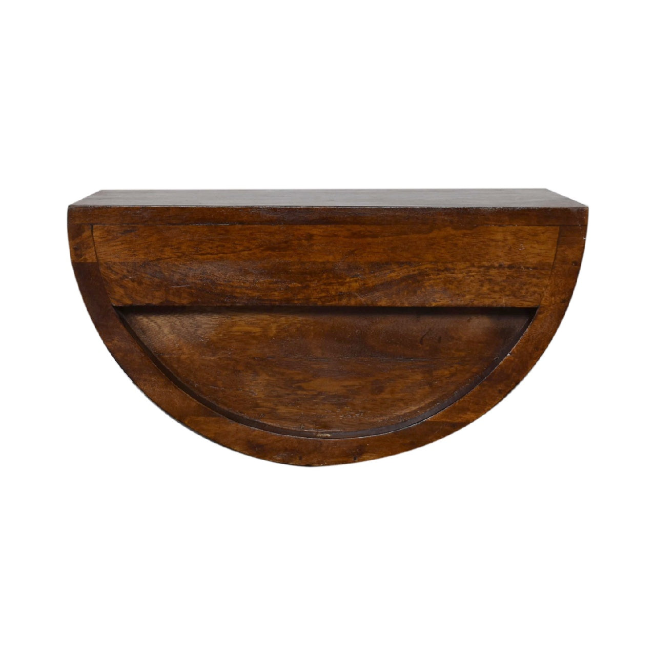 Chestnut Crescent Floating Nightstand - Solid Mango Wood 1 Drawer