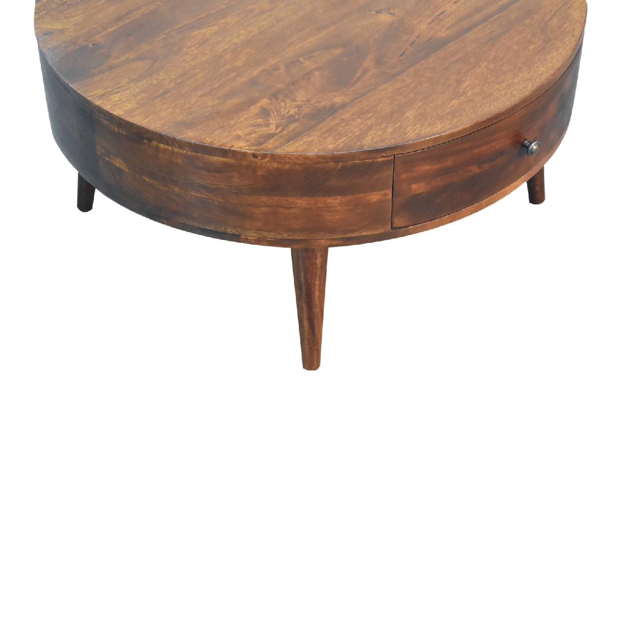 Odyssey Round Coffee Table - Solid Mango Wood Chestnut Finish