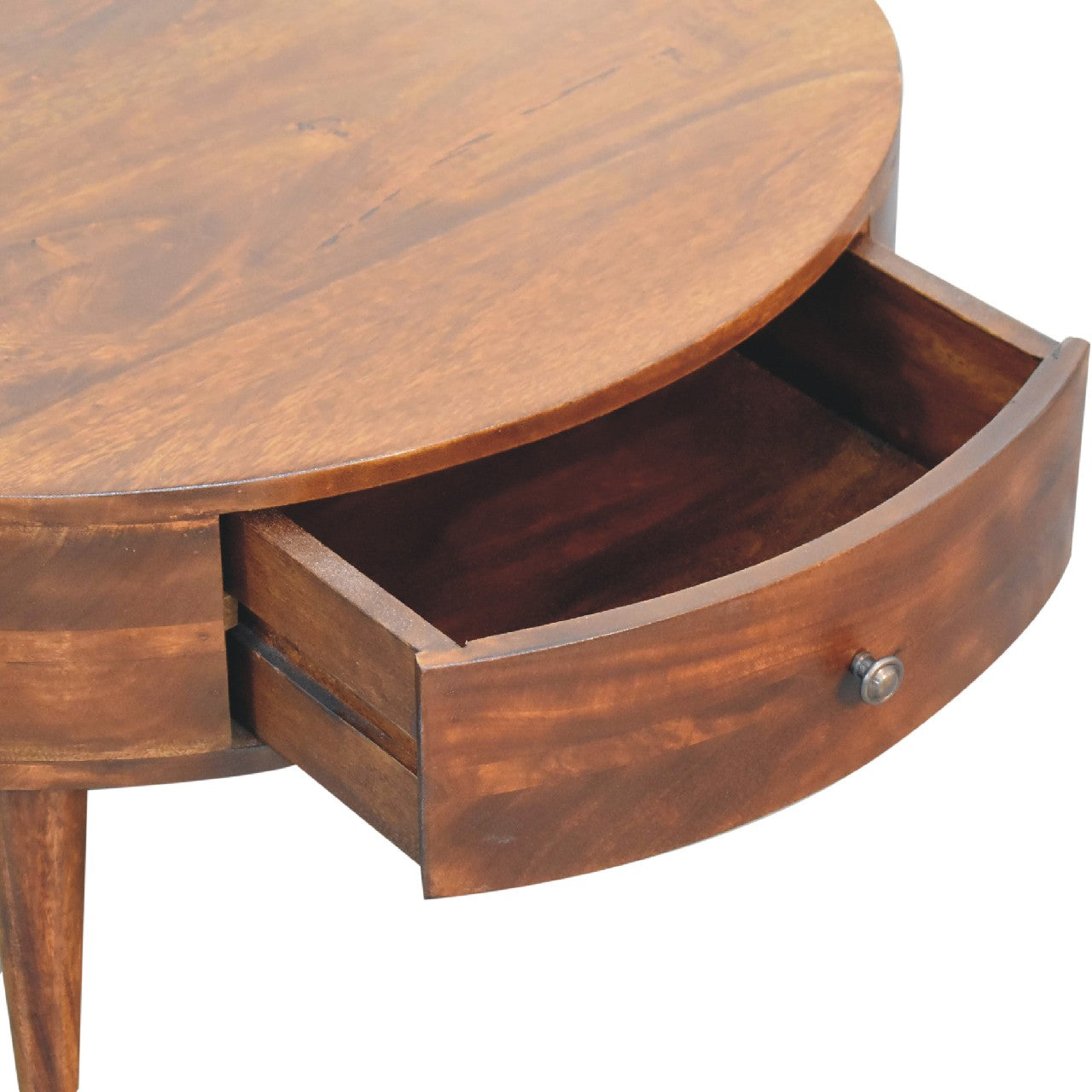 Odyssey Round Coffee Table - Solid Mango Wood Chestnut Finish