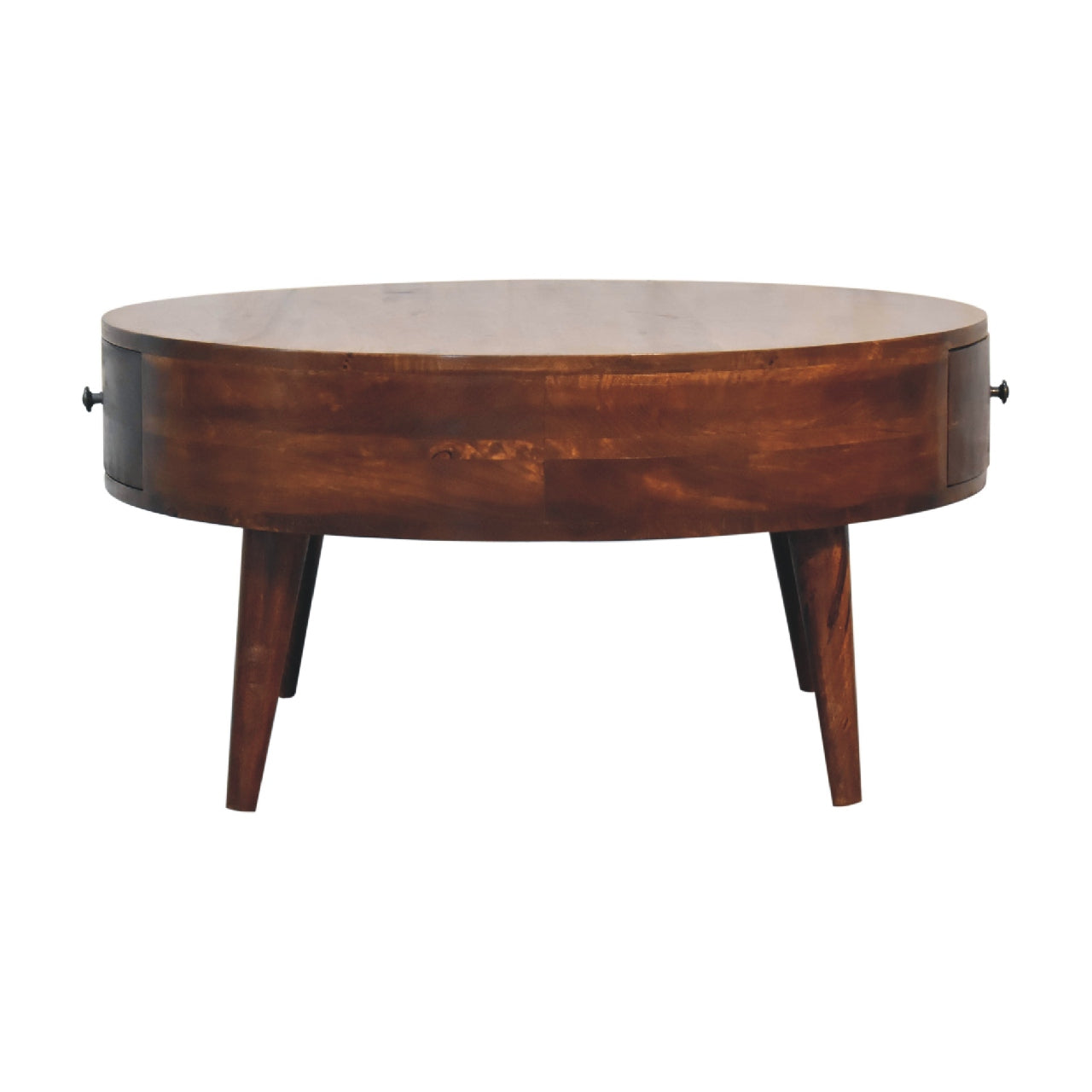 Odyssey Round Coffee Table - Solid Mango Wood Chestnut Finish