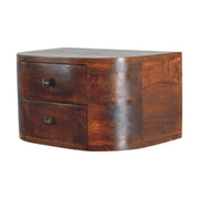 Lunar 2 Drawer Floating Nightstand - Solid Mango Wood Chestnut