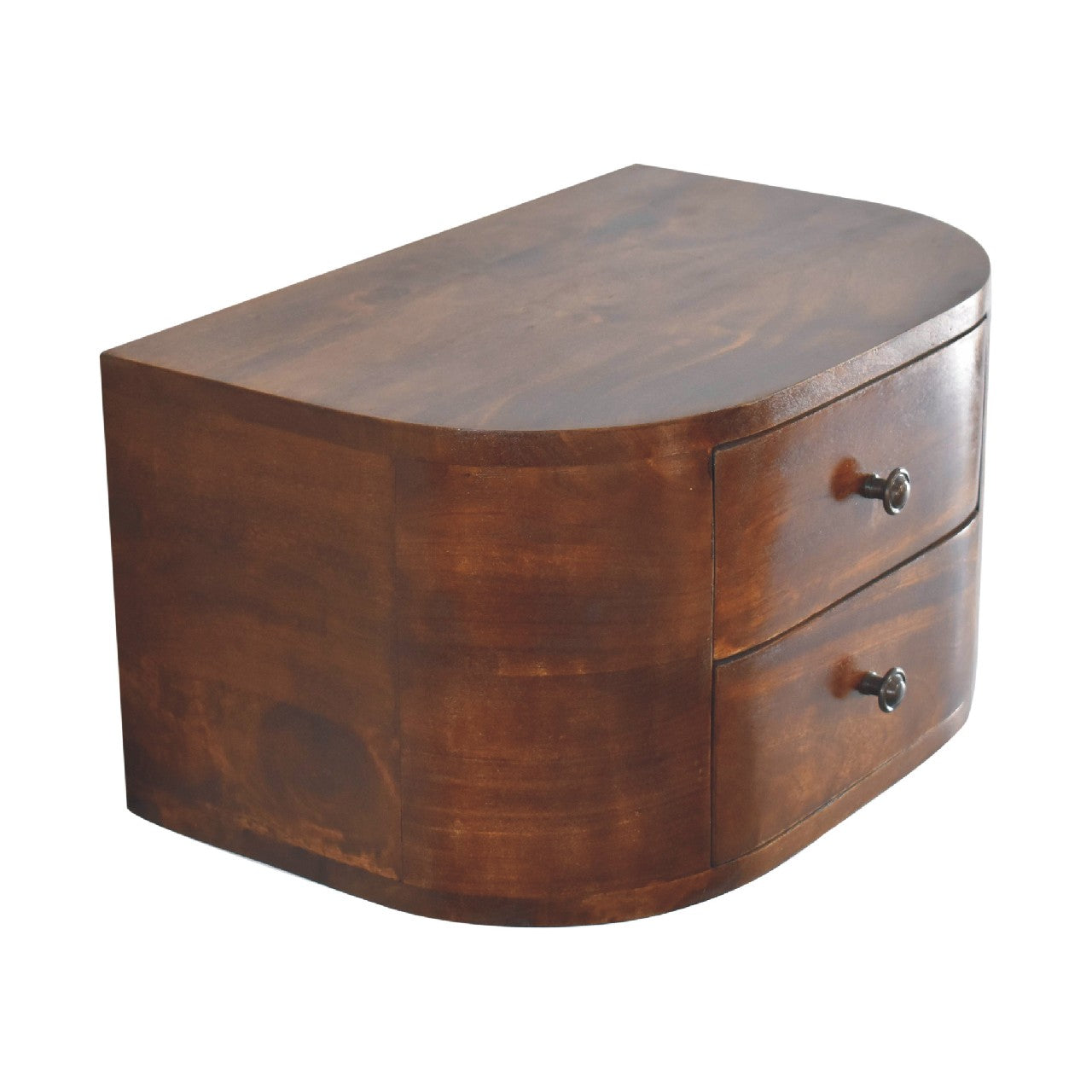 Lunar 2 Drawer Floating Nightstand - Solid Mango Wood Chestnut