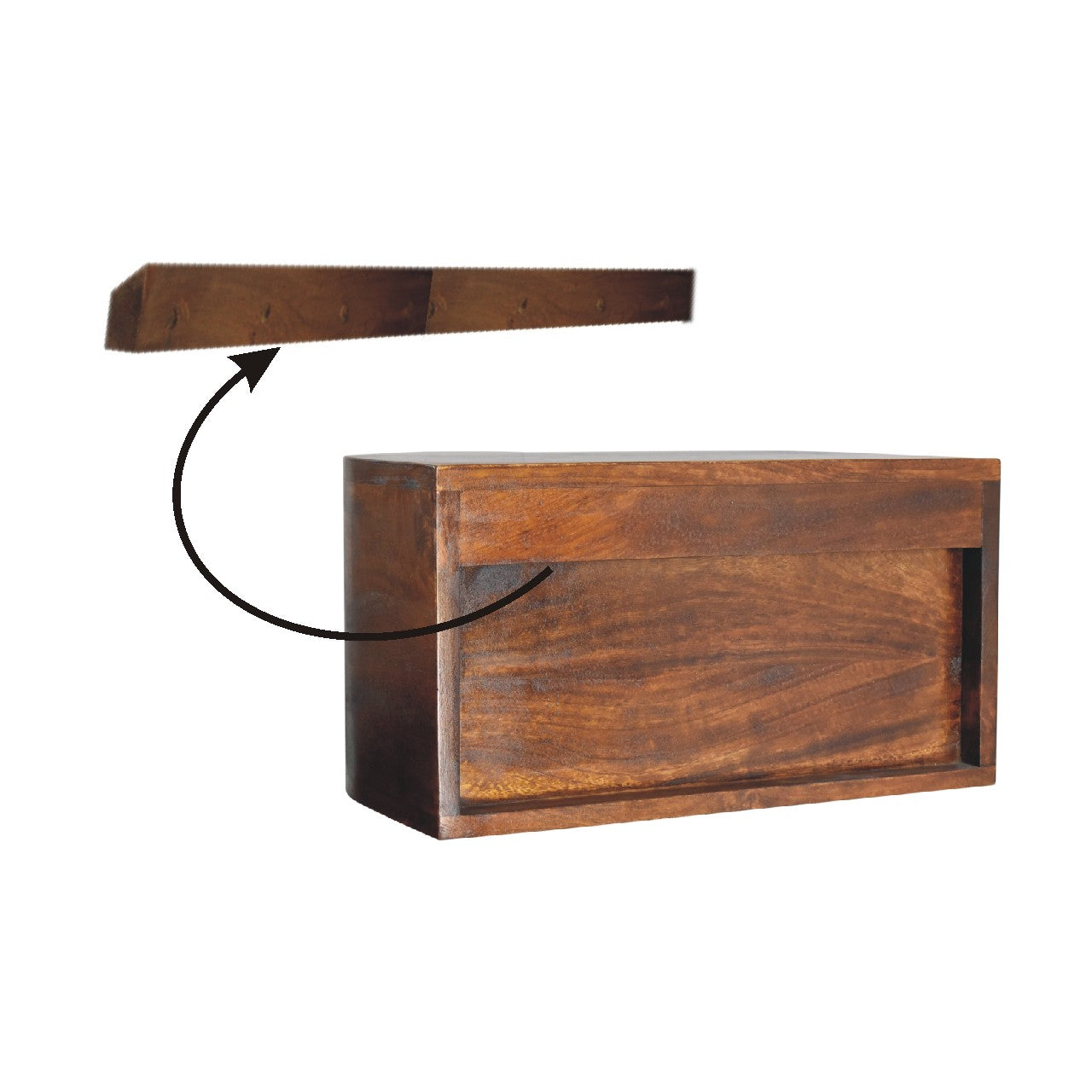 Lunar 2 Drawer Floating Nightstand - Solid Mango Wood Chestnut