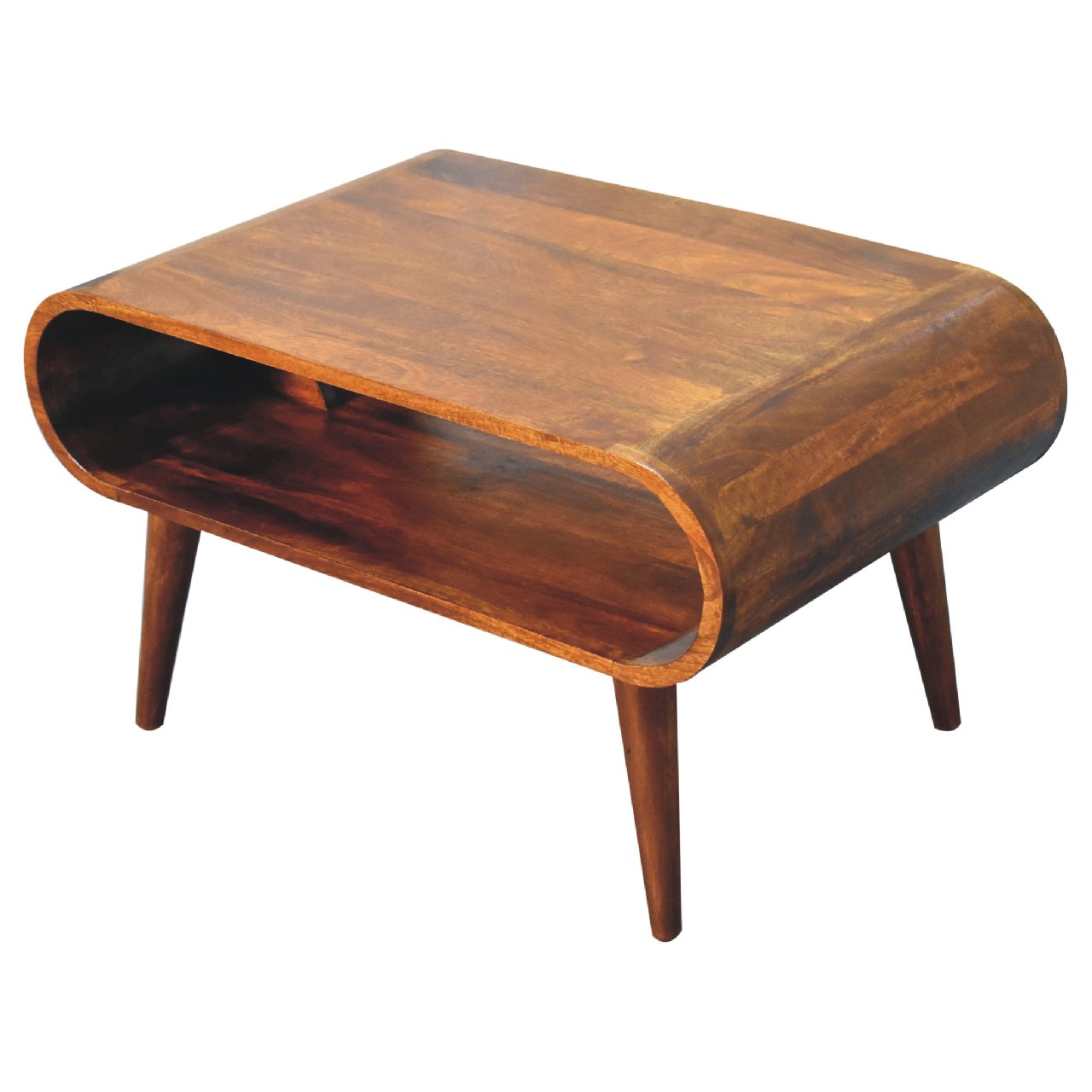 Open Chestnut Coffee Table - Solid Mango Wood Modern Design