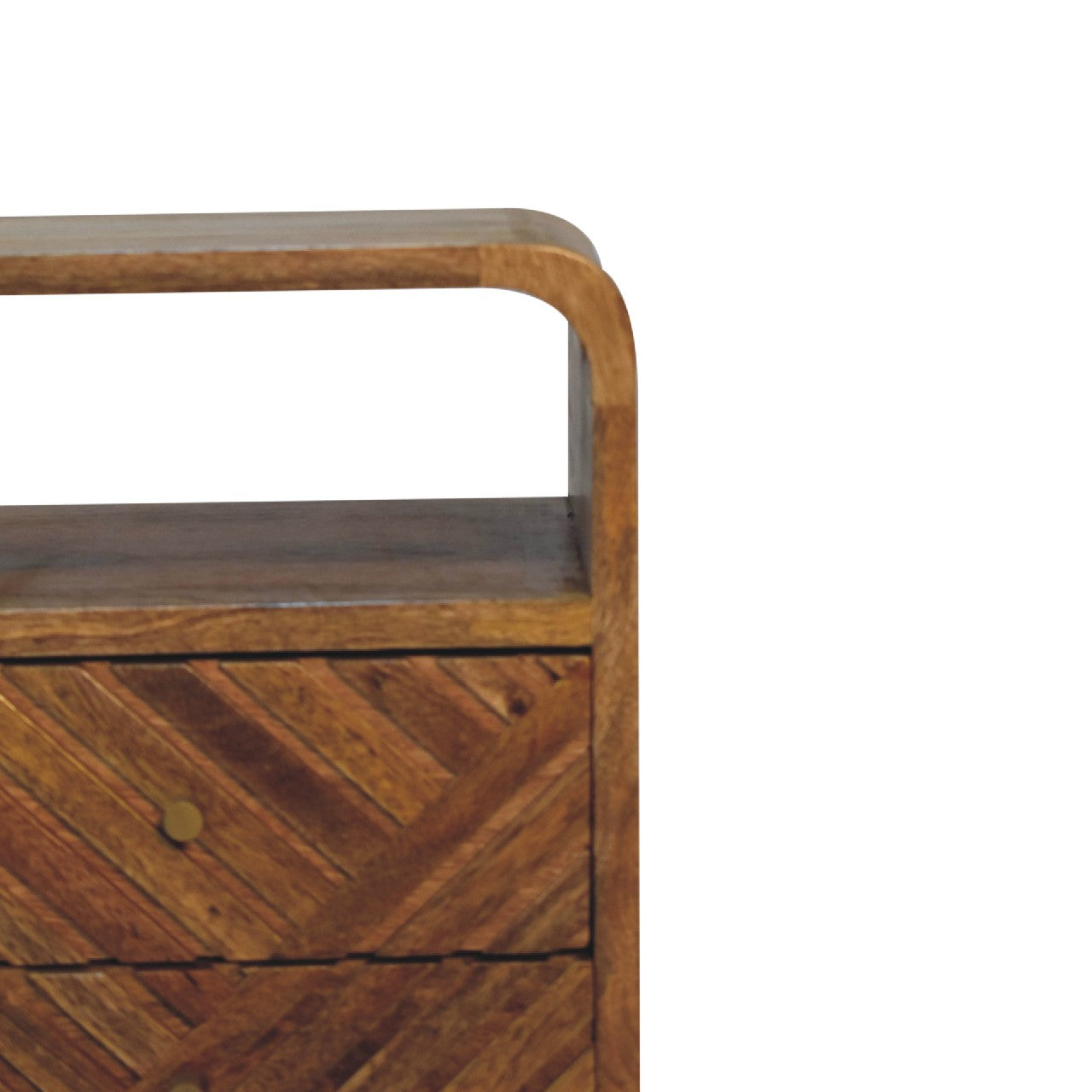 Mini Lille Curved Nightstand - Solid Mango Wood Oak Finish