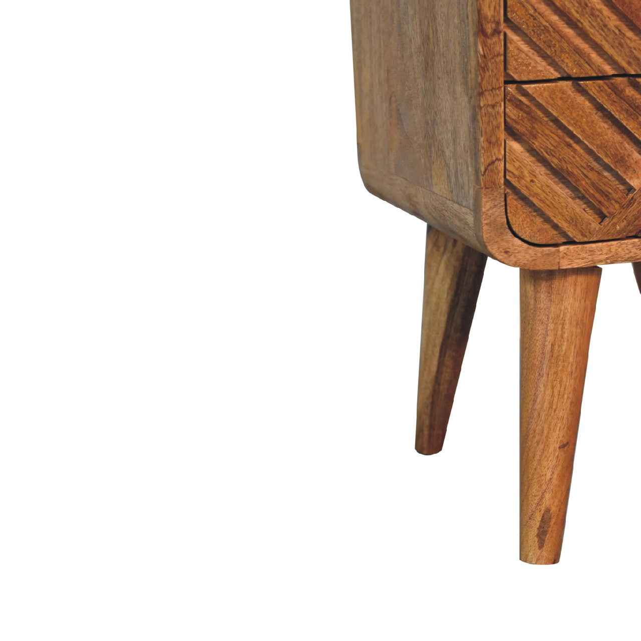 Mini Lille Curved Nightstand - Solid Mango Wood Oak Finish