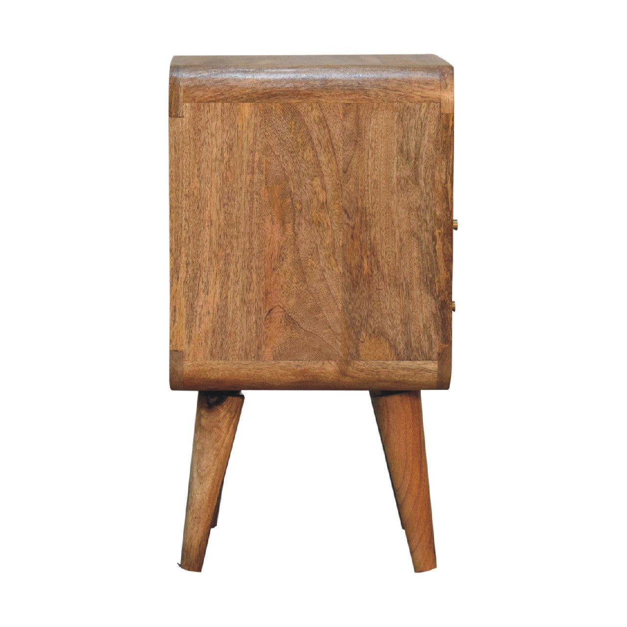 Mini Lille Curved Nightstand - Solid Mango Wood Oak Finish