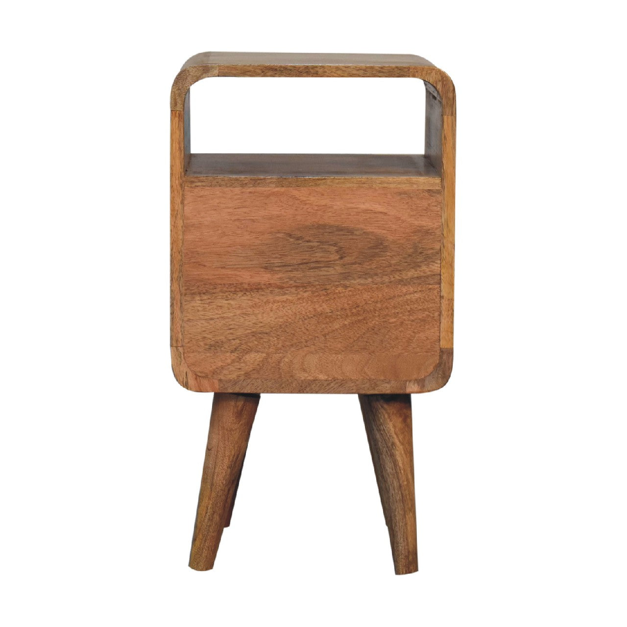 Mini Lille Curved Nightstand - Solid Mango Wood Oak Finish