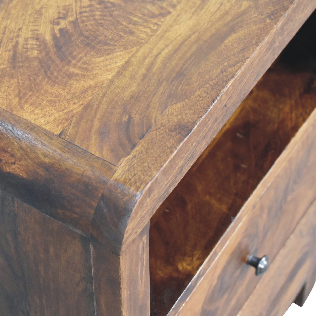 Aspen Nightstand - Solid Mango Wood Chestnut Finish