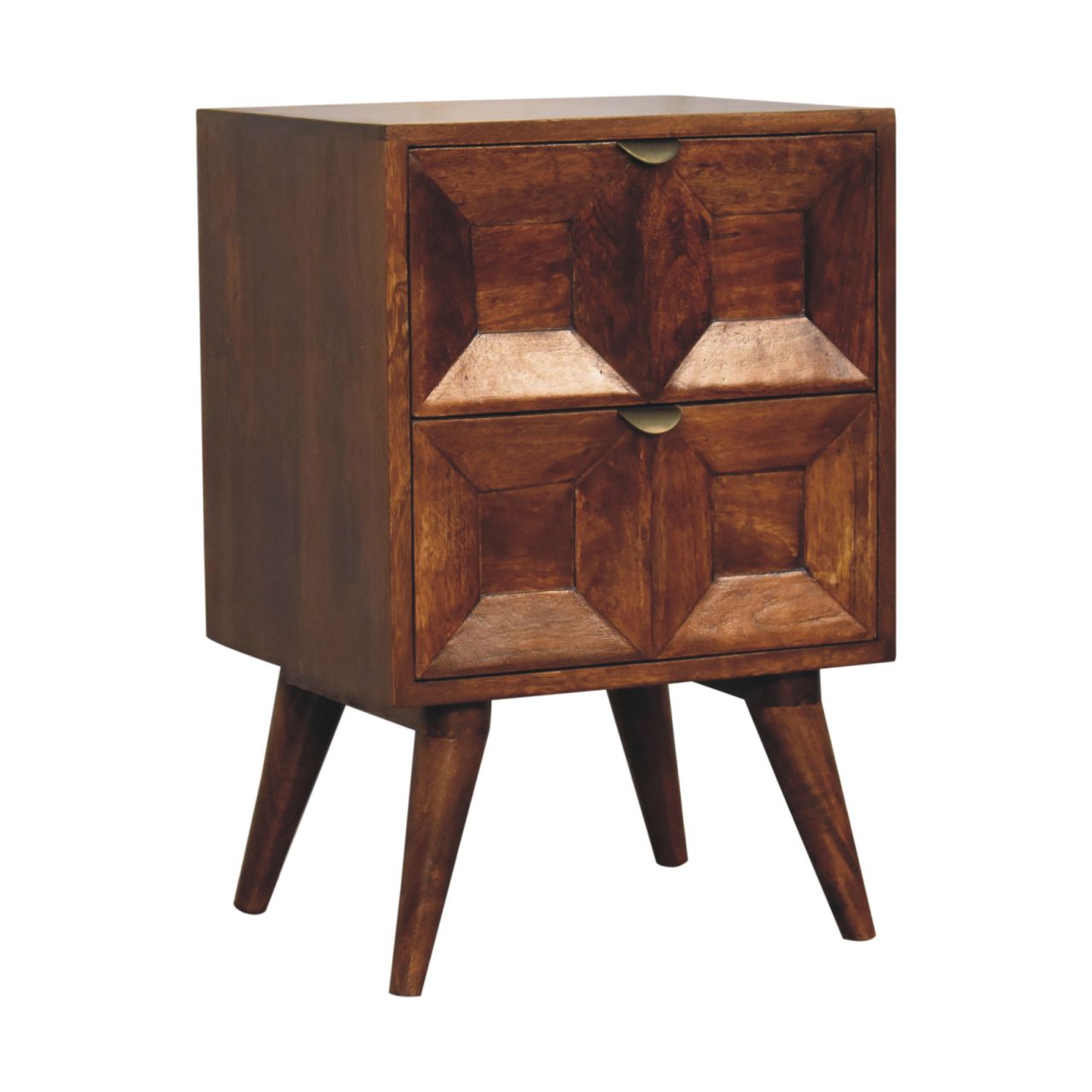Quad Nightstand - Solid Mango Wood Chestnut Finish