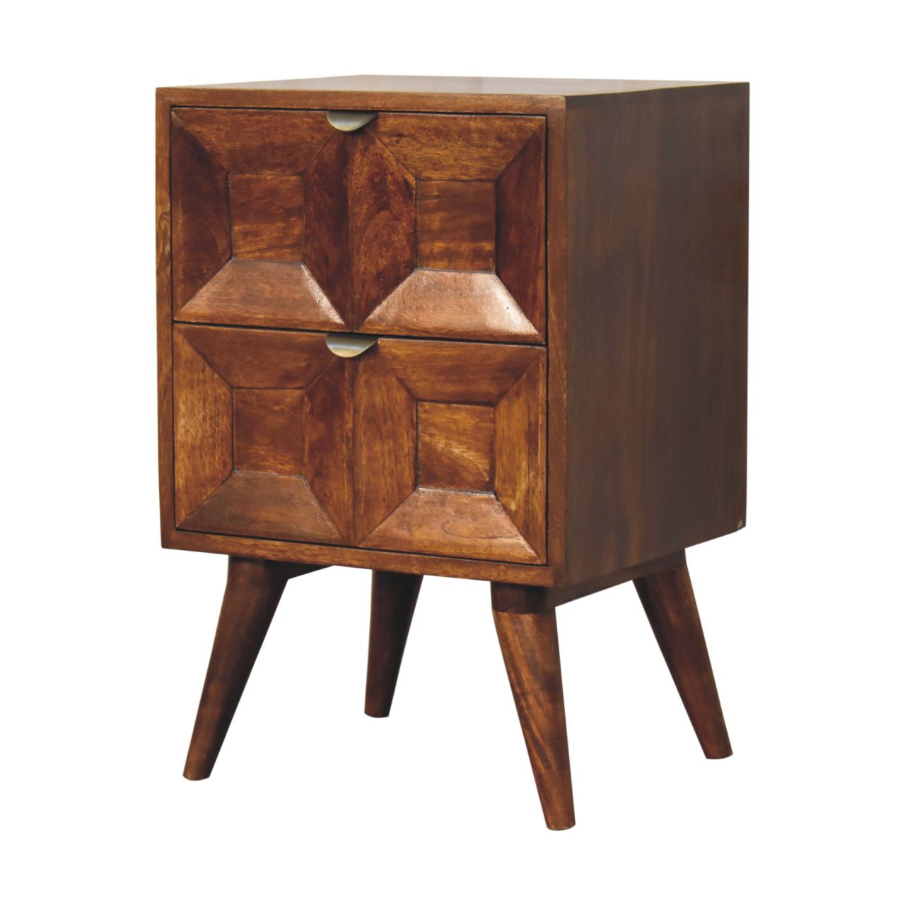 Quad Nightstand - Solid Mango Wood Chestnut Finish