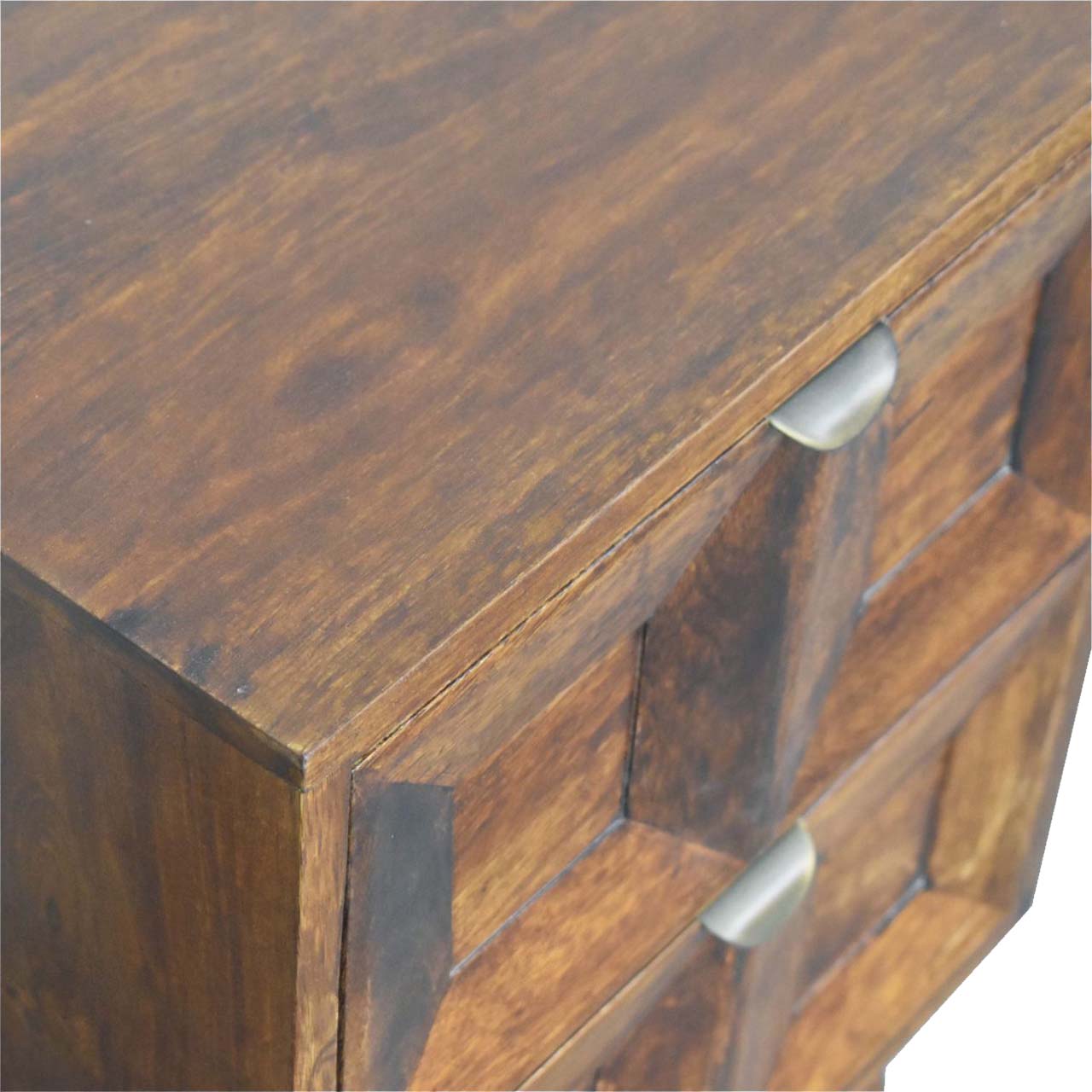 Quad Nightstand - Solid Mango Wood Chestnut Finish