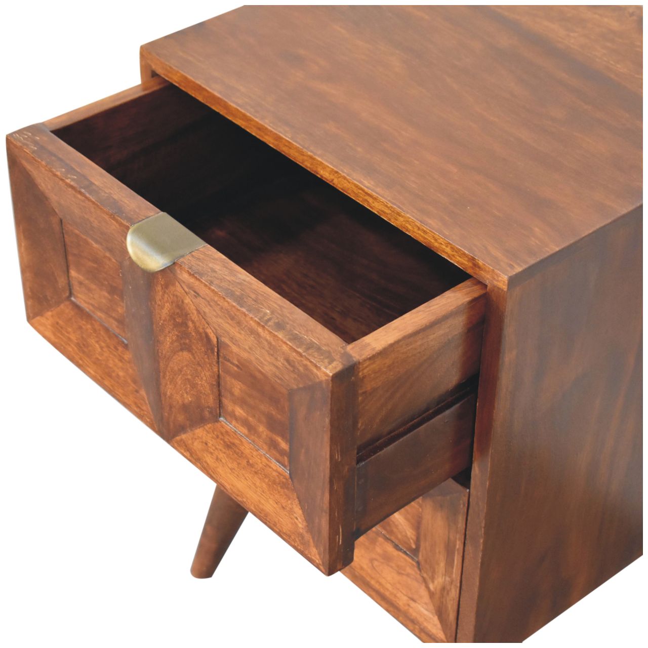Quad Nightstand - Solid Mango Wood Chestnut Finish