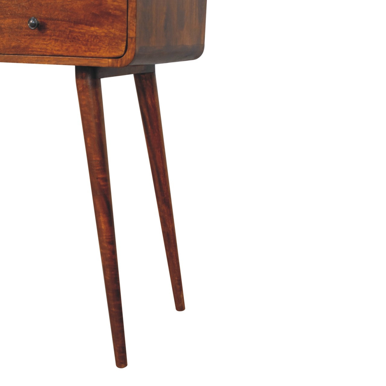 Triple Curved Chestnut Console Table - Solid Mango Wood 3 Drawer