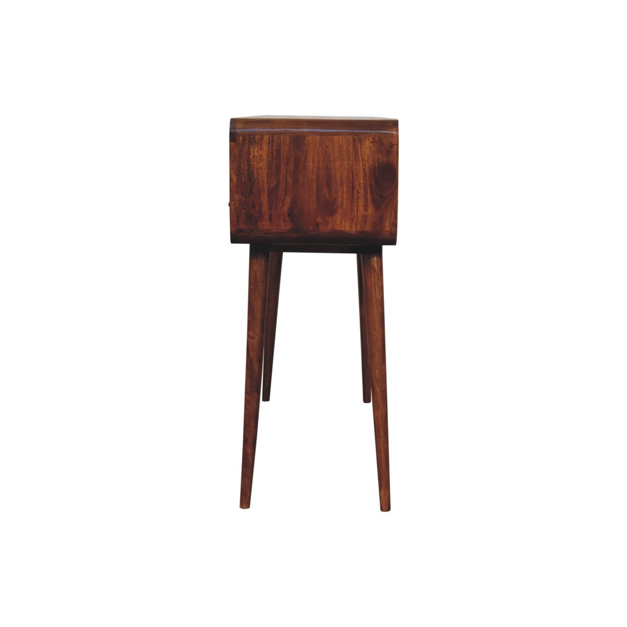 Triple Curved Chestnut Console Table - Solid Mango Wood 3 Drawer