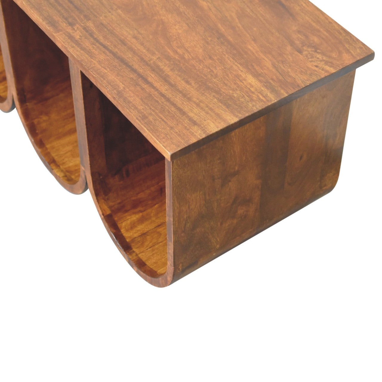 Triple Open Mango Wood Coffee Table - Chestnut Finish