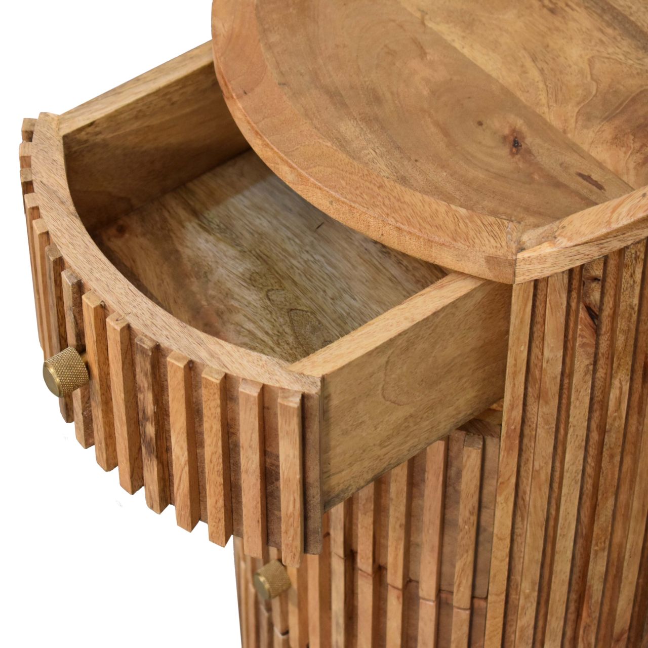Soba Bedside Table - Solid Mango Wood Oak-ish Finish