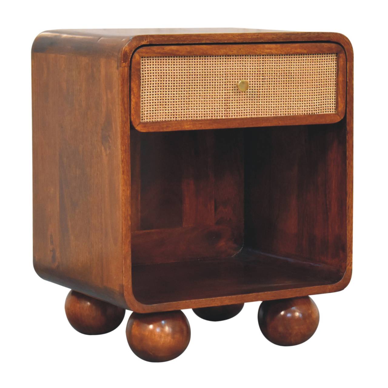 Chestnut Woven Bedside Chest with 1 Drawer - Mango Wood