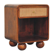 Chestnut Woven Bedside Chest with 1 Drawer - Mango Wood