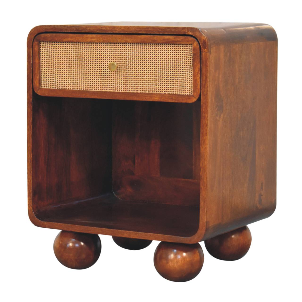 Chestnut Woven Bedside Chest with 1 Drawer - Mango Wood