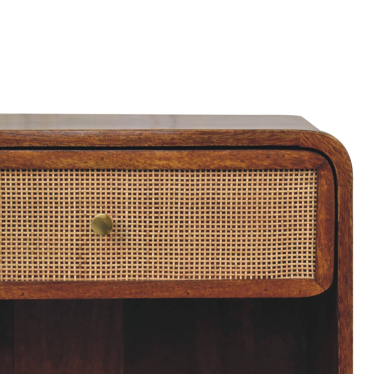 Chestnut Woven Bedside Chest with 1 Drawer - Mango Wood