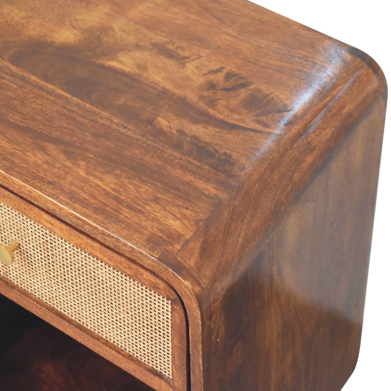 Chestnut Woven Bedside Chest with 1 Drawer - Mango Wood