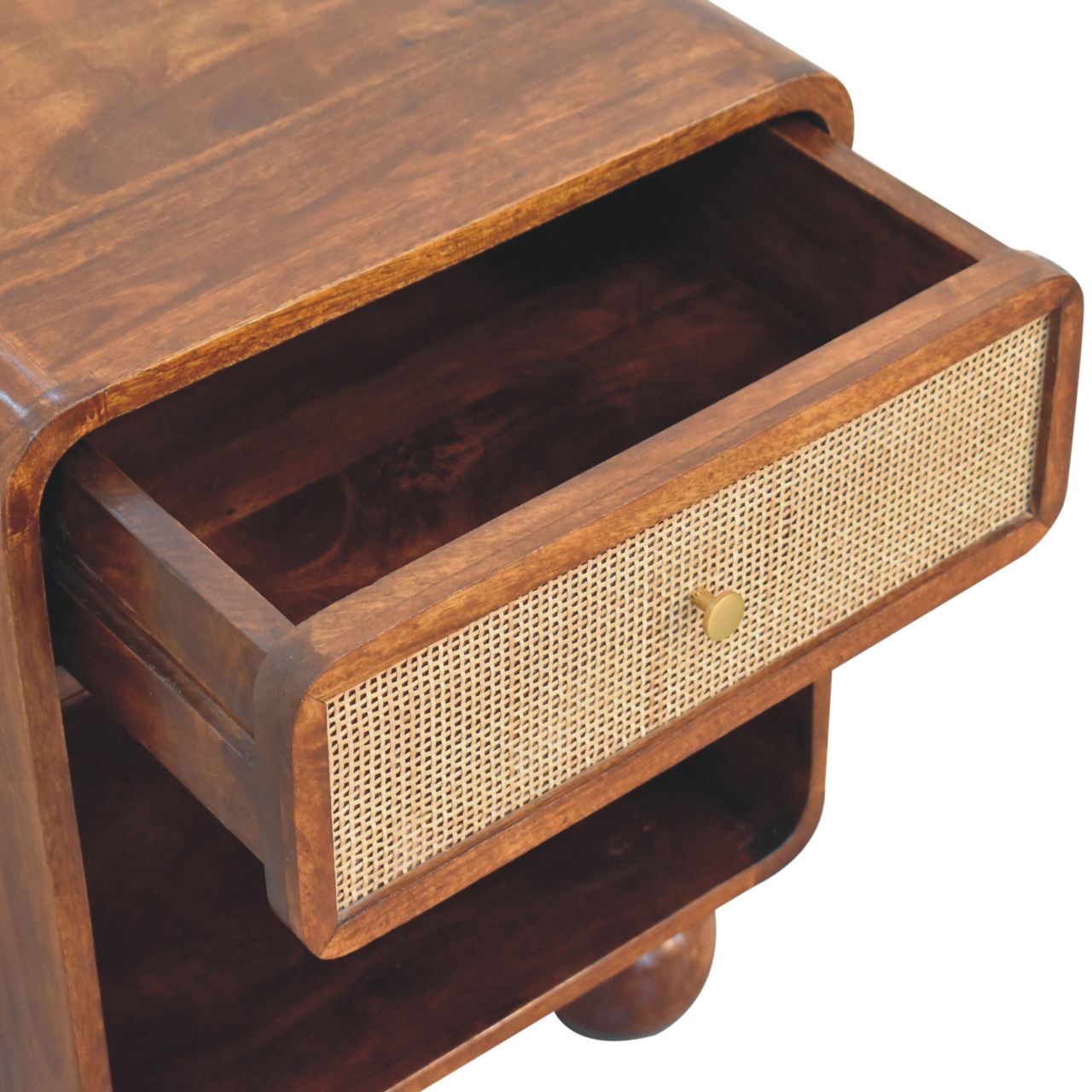 Chestnut Woven Bedside Chest with 1 Drawer - Mango Wood