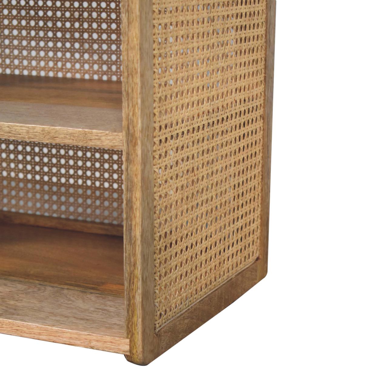 Larissa T-Bar Open Bedside Table - Solid Mango Wood Oak Finish