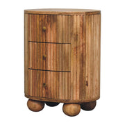 Soba 3 Drawer Bedside Table - Solid Mango Wood Natural Finish