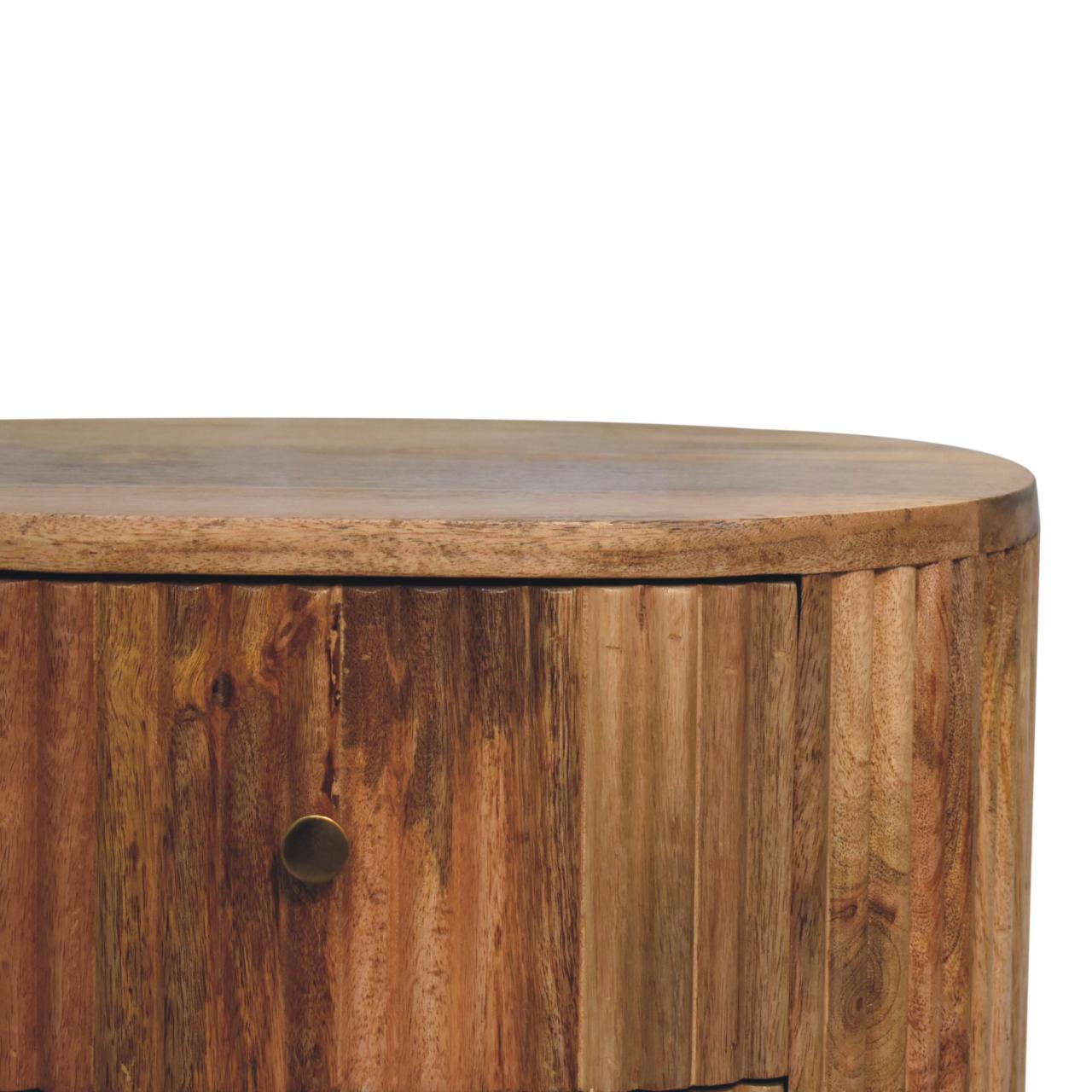 Soba 3 Drawer Bedside Table - Solid Mango Wood Natural Finish